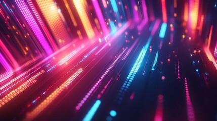 Vibrant Abstract Background with Colorful Neon Lights and Dynamic Digital Patterns