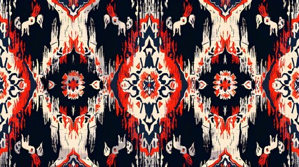 intricate geometric ethnic oriental ikat seamless pattern traditional textile design vector illustration.