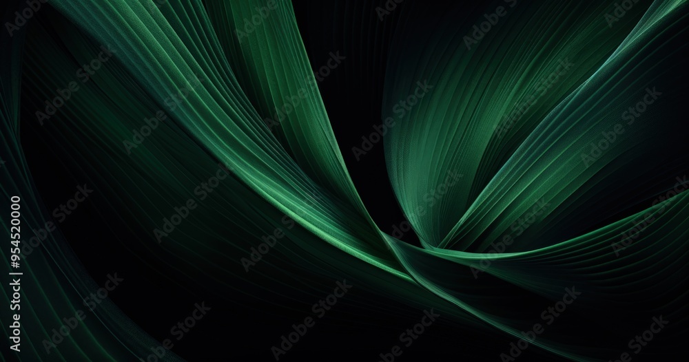 Poster a smooth gradient of dark green waves creating a serene and modern abstract background.