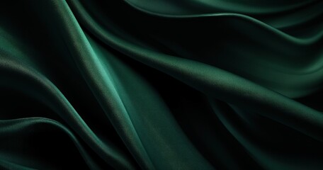 Obraz premium A close-up of flowing dark green fabric, showcasing texture and movement.