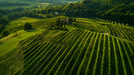 Aerial view of a vineyard in Veneto Italy showcasing its extensive layout.