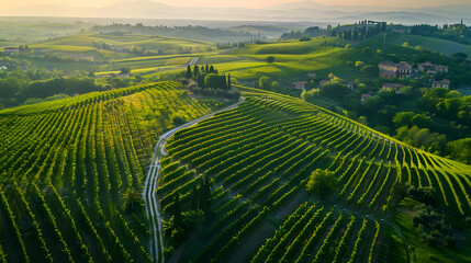 Aerial view of a vineyard in Veneto Italy showcasing its extensive layout.