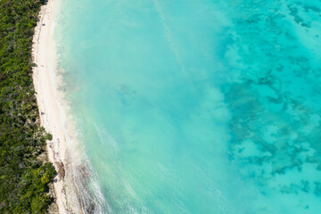 Top view of Saona beach at morning, crystal clear sea and beautiful sandy beach,Caribbean sea.Saona island.Dominican Republic.