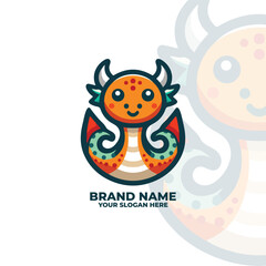 Cute Dragon Logo Mascot Vector Art Design