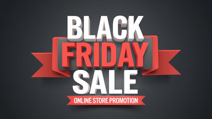 Obraz premium Black Friday sale banner with red and white text on gray background. Perfect for online store promotions and special deals.