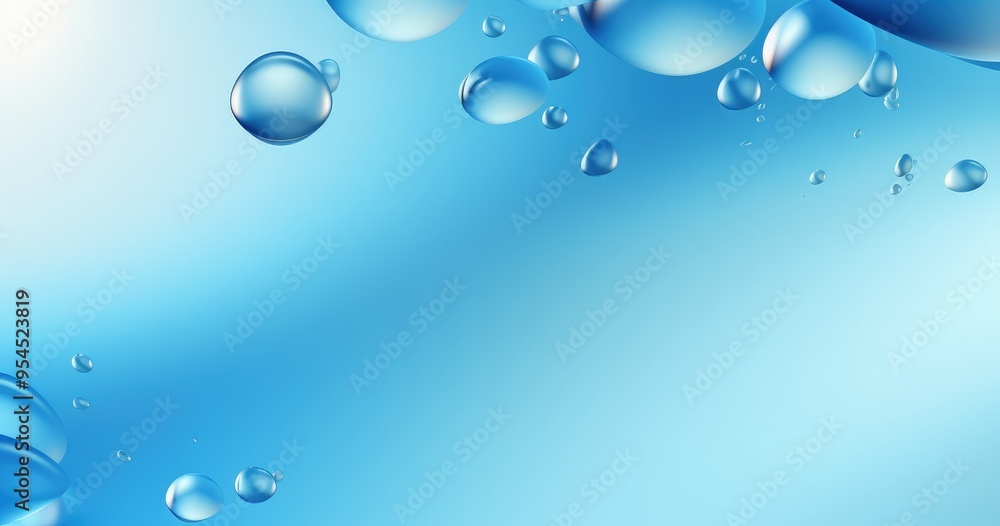 Poster a serene blue background with floating bubbles, ideal for design and digital projects.