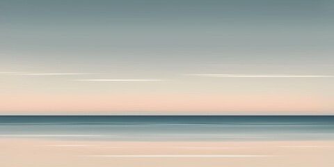 Minimalistic seascape, sea sunset, vector illustration	
