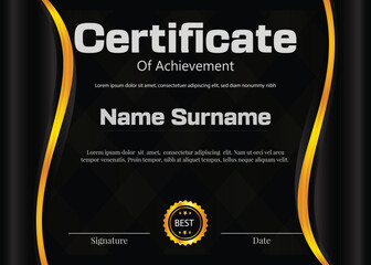 black and golden color full new certificate design with background design 