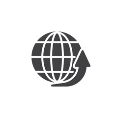 Globe and arrow vector icon