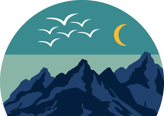 Mountain Retro Clipart