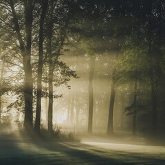 misty morning in the forest