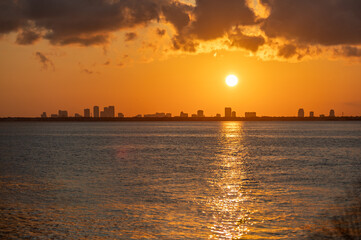 beautiful sunrise over tampa bay and tampa florida