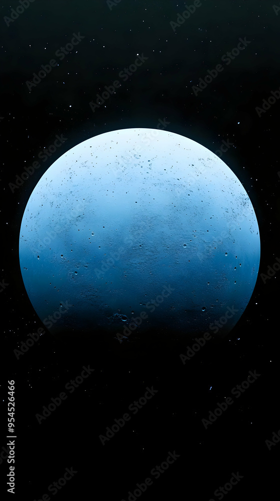 Poster A blue planet with a textured surface against a dark starry sky.