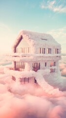 cloudy house in the sky