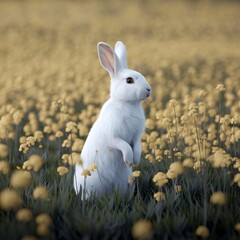white rabbit on the grass