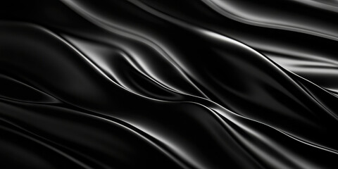 Elegant black fabric with smooth, flowing textures creating a sense of luxury and sophistication in design.