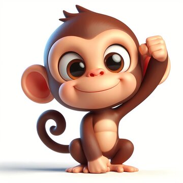 3d cartoon syle of a monkey isolated on white background 
