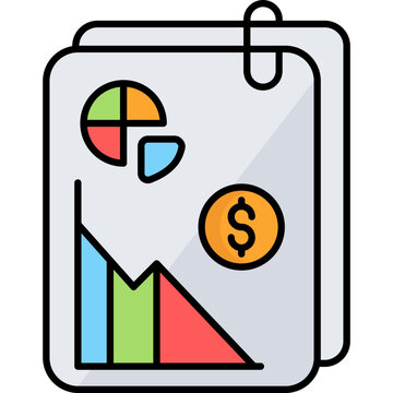 recommend clip art: Report vector icon in color outline style 