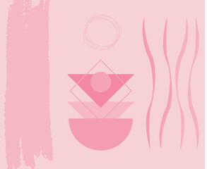 Obraz premium Abstract modern background with geometric shapes in shades of pink