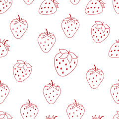 pattern strawberry red outlines