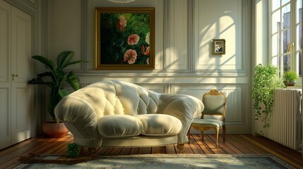 Modern home living room interior with cozy sofa 