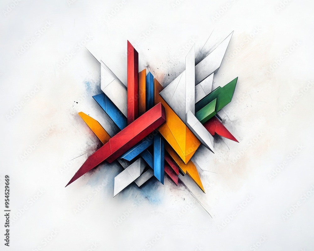Aufkleber mindscapes in geometry: abstract aerial view of cognitive landscape with vibrant geometric patterns 