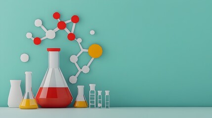 Chemical Flask with Molecular Symbol in Paper Cut Art Design