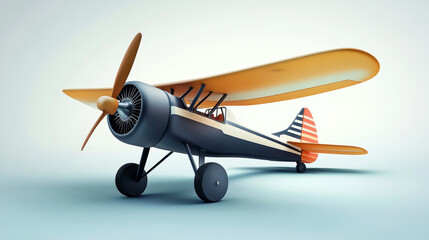 A vintage biplane with an orange wing and a modern design, ideal for aviation enthusiasts and retro-themed projects.