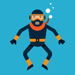 illustration of scuba diver in the sea