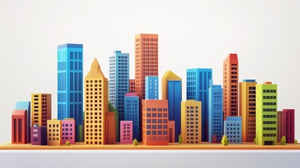 Obraz premium Colorful miniature cityscape showcasing vibrant buildings in various shapes and sizes, perfect for creative projects.