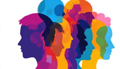Unity in Diversity: Colorful Silhouette of Multicultural Heads for Kindergarten Education