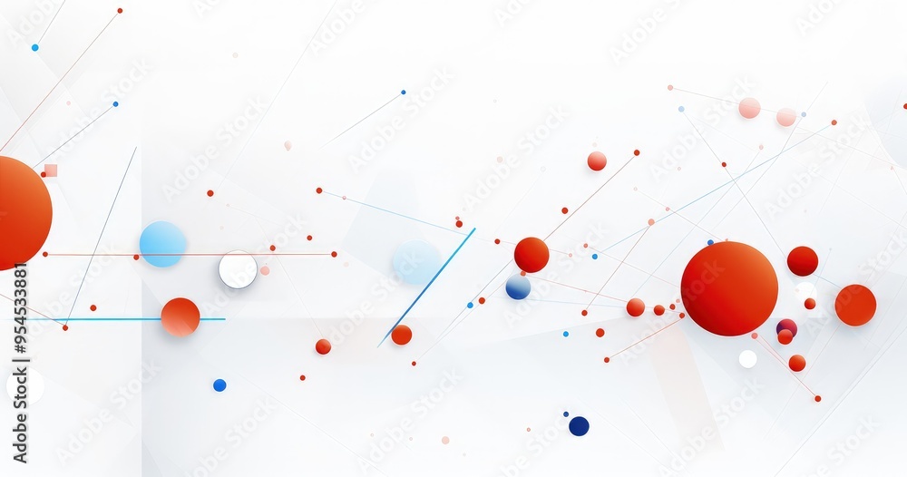 Poster abstract design featuring colorful circles and lines on a light background, ideal for digital art or