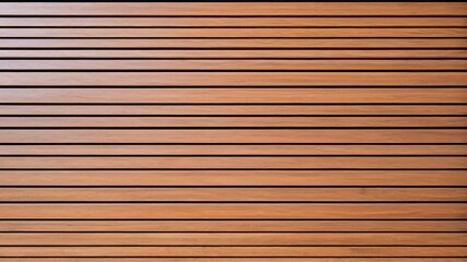 Obraz premium Closeup of a horizontal brown wood slat wall.