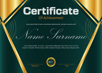 green and gold new top professional certificate design 