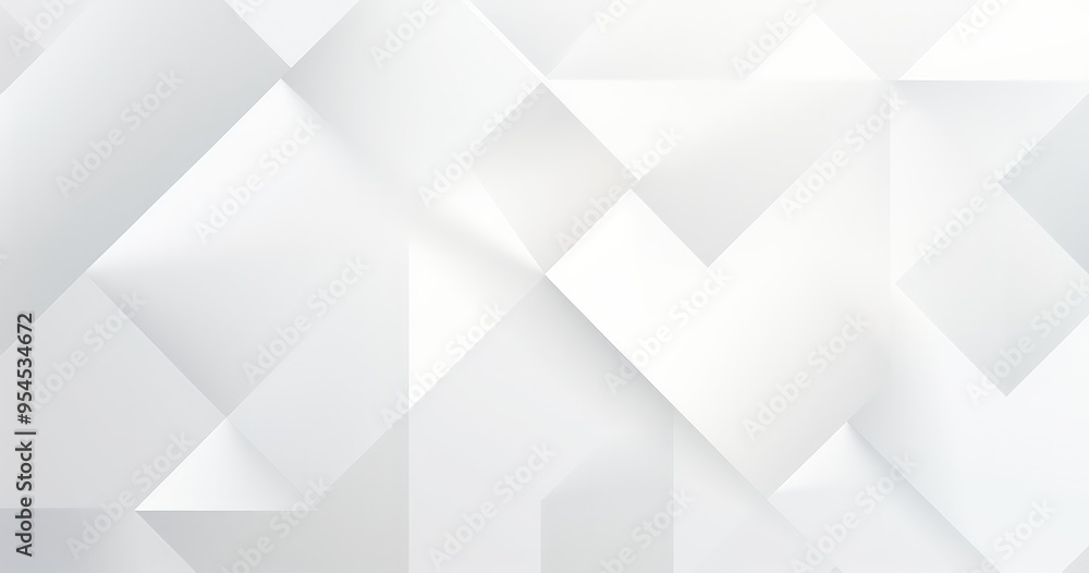 Poster a minimalist abstract design featuring overlapping geometric shapes in shades of white and light gra