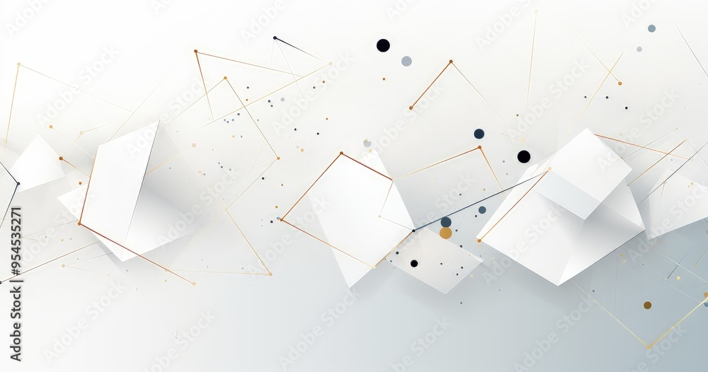 Aufkleber abstract geometric shapes with lines and dots create a modern, minimalist design.
