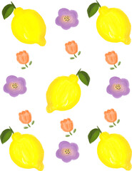 Adobe Illustrator Artwork Lemon Flower clipart Illustration Pattern and Design with isolated white background