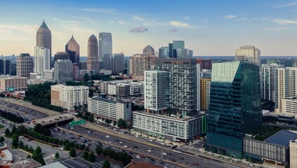 Downtown Atlanta and the Interstate 85 freeway, Georgia, United States Of America.