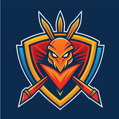 Cricket team logo design illustration on solid background.