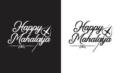 Happy Mahalaya Social Media Post Durga Puja is Biggest Festival.  isolated on white and black background. Vector illustration. EPS 10