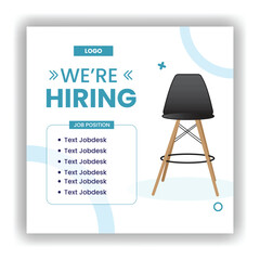 Job hiring poster for social media or poster vector template design. Square banner template with photo or image area