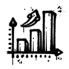 Black and White Graffiti Spray Painted chart royalty on white background