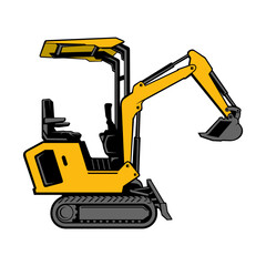 Mini Exavator, logo vector image .