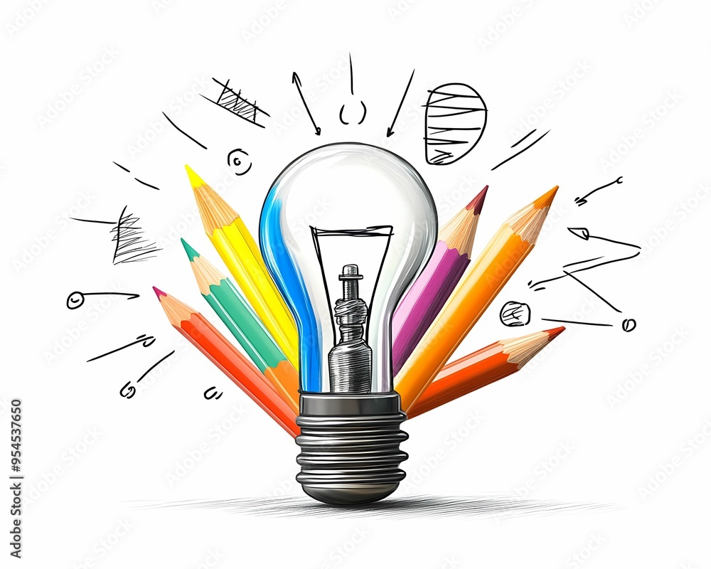 Poster enhancing concentration and clarity: efficient learning techniques illustrated in color pencil style