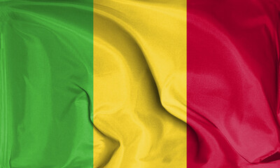 Fototapeta premium An up close view of Mali flag flying textures