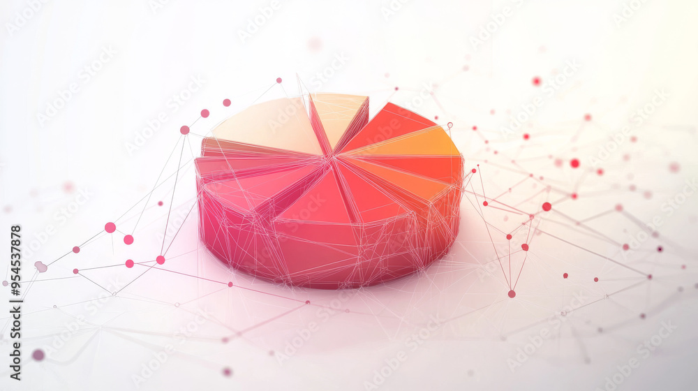 Poster an isolated vector pie chart on a white background, representing a digital business or finance conce
