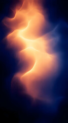 Abstract background of glowing orange particles with blue background.