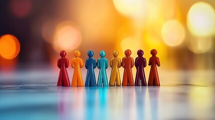 Colorful figurines representing diversity inclusion and equality on a table with a blurred background, Diversity concept, Unity, Harmony