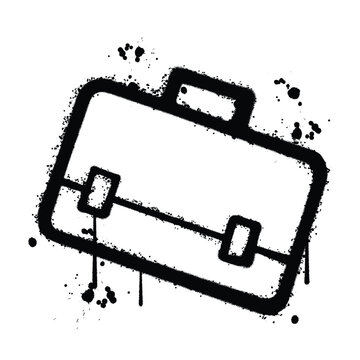 recommend clip art: Black and White Graffiti Spray Painted briefcase on white background