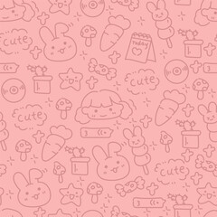 cute cartoon handraw pattern soft pink